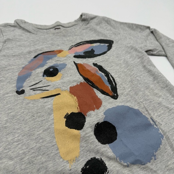 Tea Collection Kids Artsy Colorful Rabbit Long Sleeve Shirt 5 Grey, Blue, Pink - Picture 2 of 10